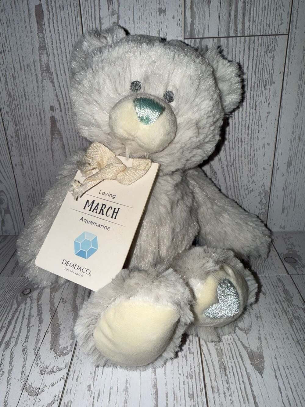 Demdaco March Aquamarine Birthstone Teddy Bear Plush